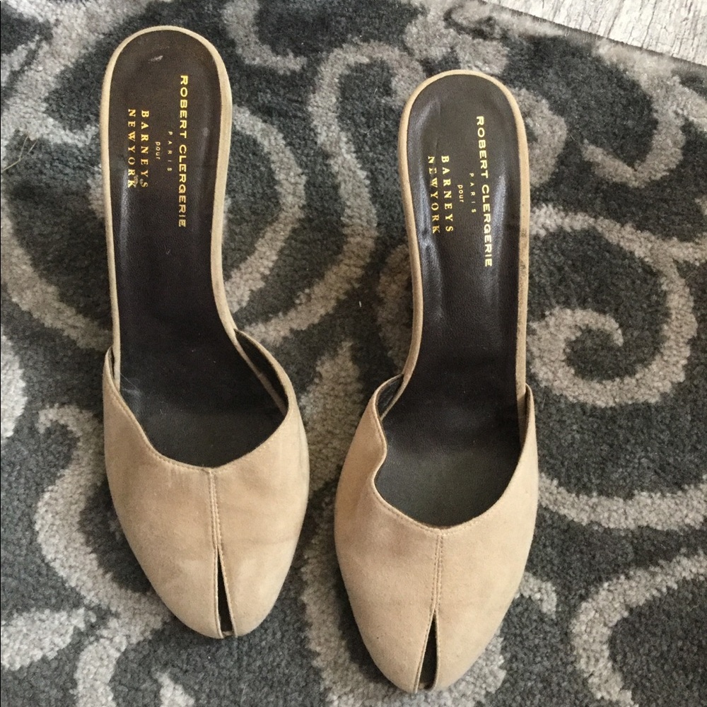 Robert Clergerie Tan Suede Mules Size 9